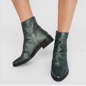 Free People Amarone Ankle Boots Metallic Green Gin